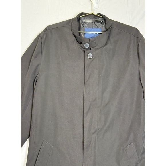 Cole Haan Men's Medium Black Topcoat Stand Collar Lightweight Overcoat - Picture 6 of 10